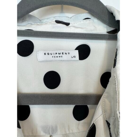 Equipment silk black and white button down L - Picture 2 of 5